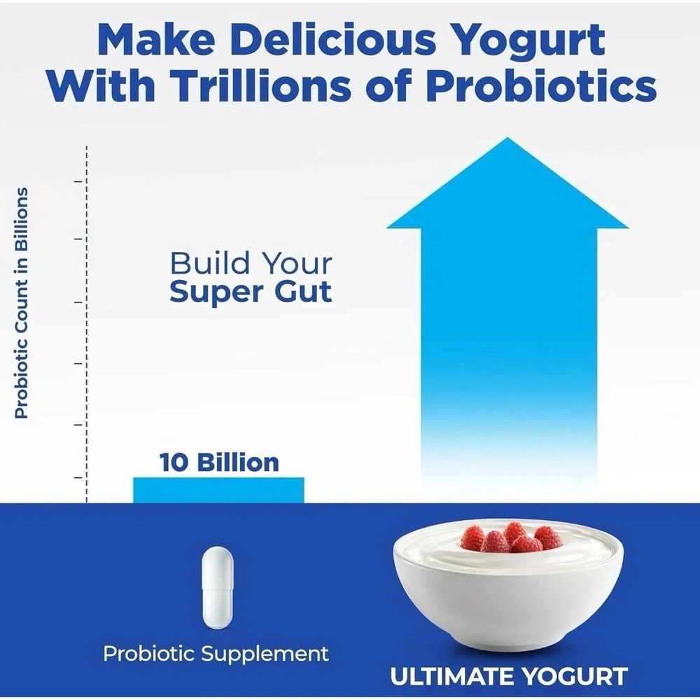 Ultimate Probiotic Yogurt‎ Maker XL Adjustable Temperature & Time 12 Glass Jars